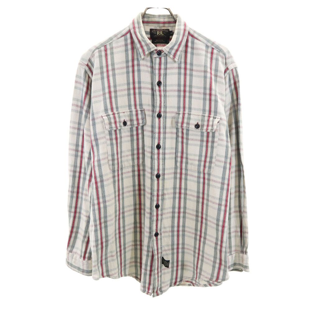90s 初期タグ　三ツ星　RRL チェック柄 長袖シャツ　LサイズVintage ダブルアールエル 90s オールド 初期タグ 赤3星 長袖 チェック