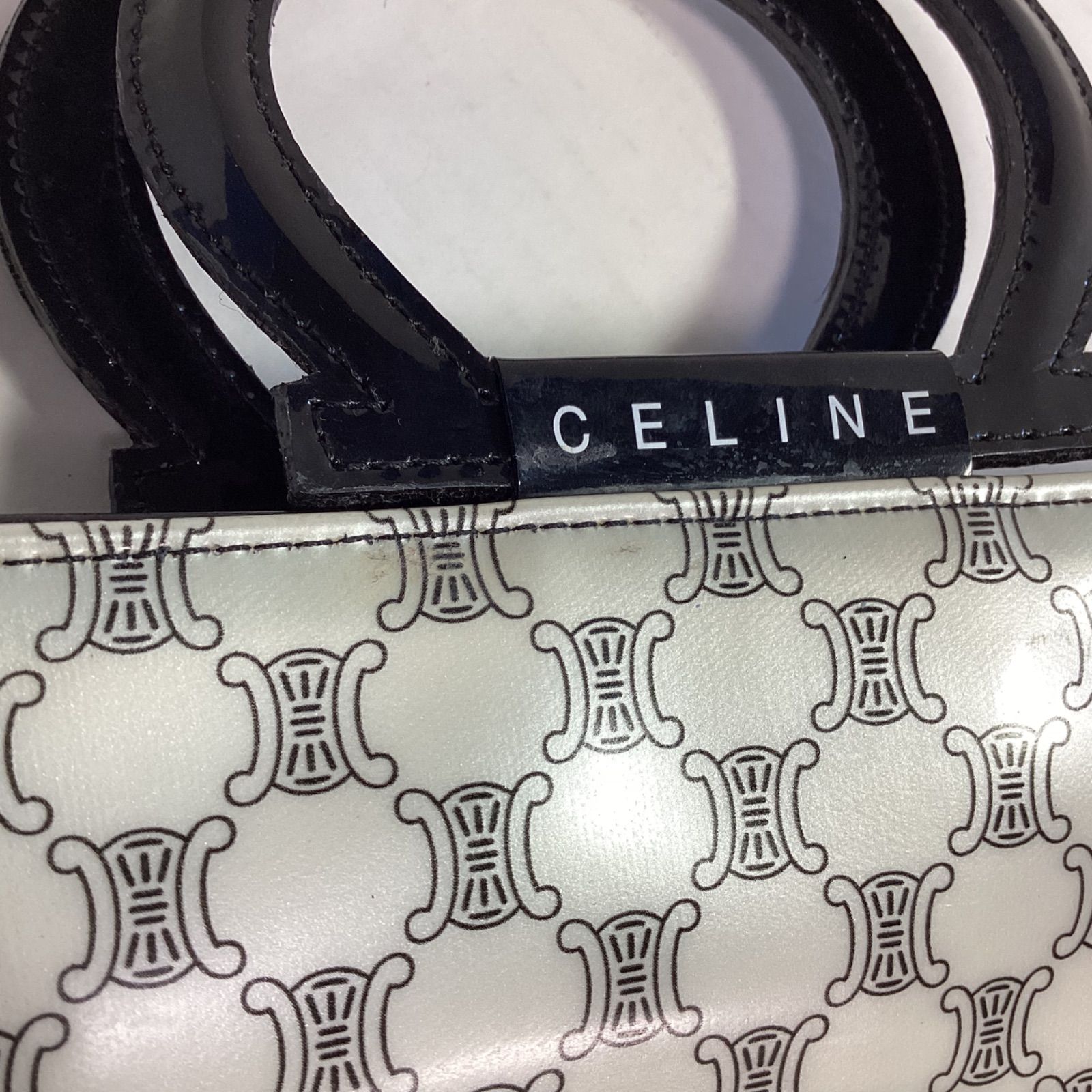 セリーヌCELINE 白マカダム トリオンフ ミニバッグ☆希少☆ E-S