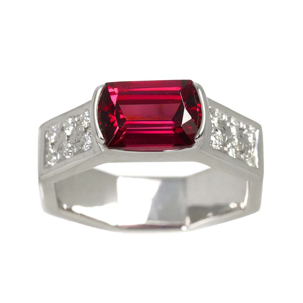 タサキ TASAKI 11号 リング ガーネット ダイヤ 0.18ct K18 WG