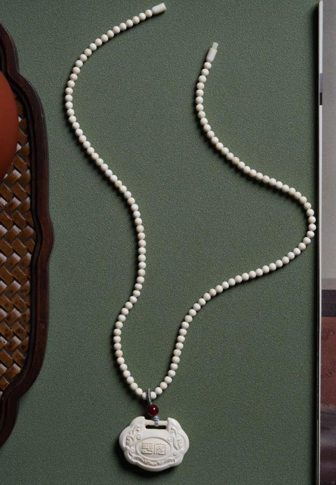 天然マンモス牙美しい手作り彫刻 長命鎖 ネックレス 【公式通販】