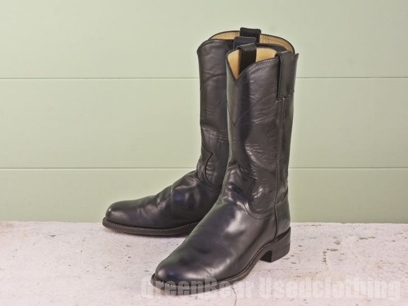 used☆ジャスティン☆ウエスタンブーツ☆27センチ☆黒 USA製 Justin ジャスティン ウエスタンブーツ 26.5cm 黒