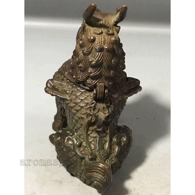 銅製 香炉 麒麟檀香薫香炉 茶道具 香道具 装飾品 工芸品 置物