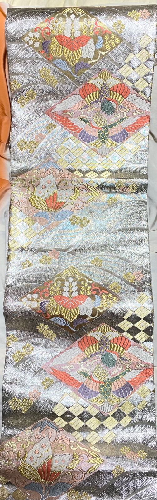 B20 正絹 袋帯 九百佐賀錦 純金箔二重織 六通 金銀糸 - メルカリ