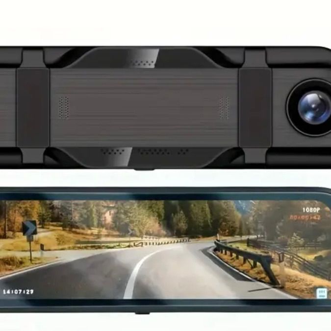 ドライブレコーダー ミラーダッシュカム 1080PフルHD 前後カメラ 25cmタッチスクリーン Gセンサー ナイトビジョン ループ録画 24時間駐車監視 32GBカード付属 全車種対応 カー用品 車用品 シンプルデザイン 車内防犯 ブラック