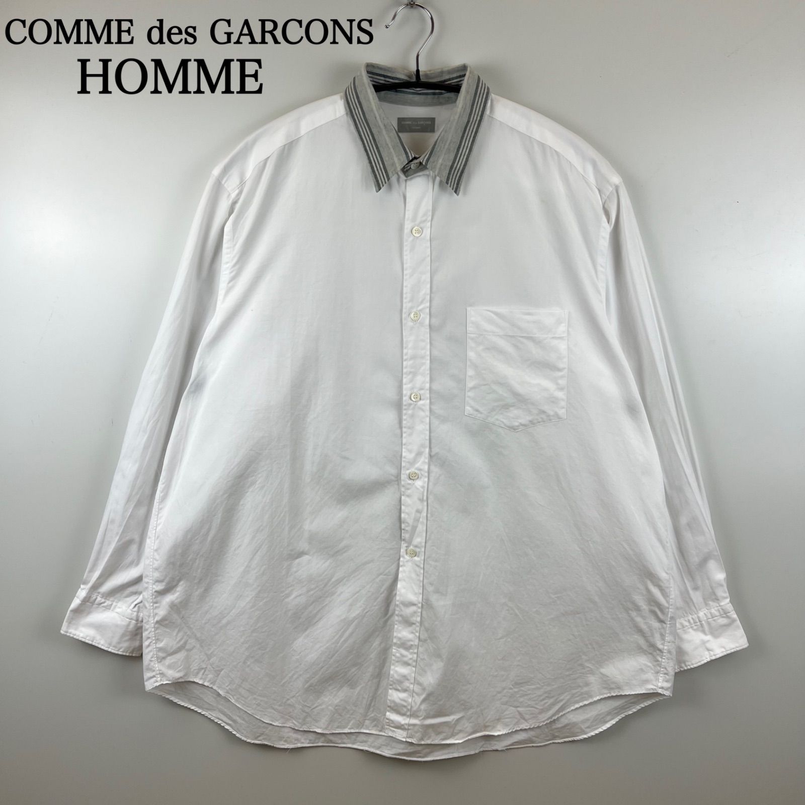 COMME des GARCONS HOMME CDG 90s AD1990 TANAKA stripes collar L|S shirts HB-050120 コムデギャルソンオム 田中オム 襟ストライプ ボックス 長袖シャツ アーカイブ 初期