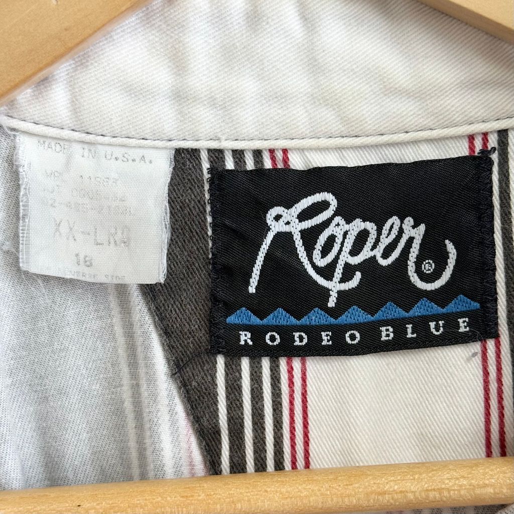 乗馬　USA roper 製　ローパー製有名ウエスタンシャツ USA製 ROPER ローパー ウエスタンシャツ ストライプ×無地 胸