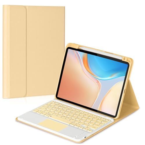 Size:iPad第10世代/iPad(A16)_Color:イエロー iPad第10世代 2022/ iPad (A16) 2025 第11世代 キーボードケース タッチパッド搭載 上側ペンホルダー スタンド機能 全面保護 イエロー