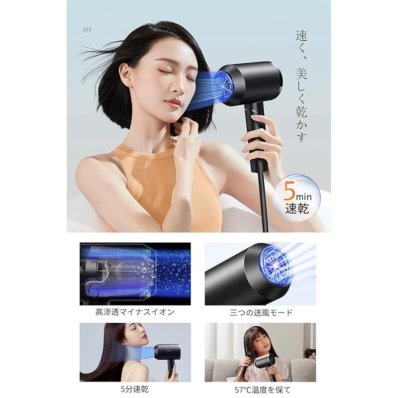 IOFVSSIドライヤー 速乾 大風量 ヘアドライヤー 高濃度マイナスイオン搭載 Amazon | IOFVSSIドライヤー 大風量 速乾 ヘアドライヤー 高濃度