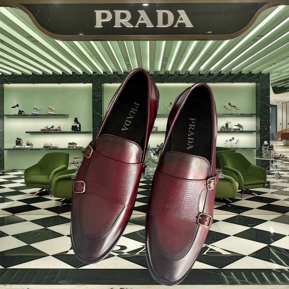 💖新品未使用👞プラダPRADA 英国風欧米ファッション軽やかビジネスシューズ/ワインレッド - メルカリ