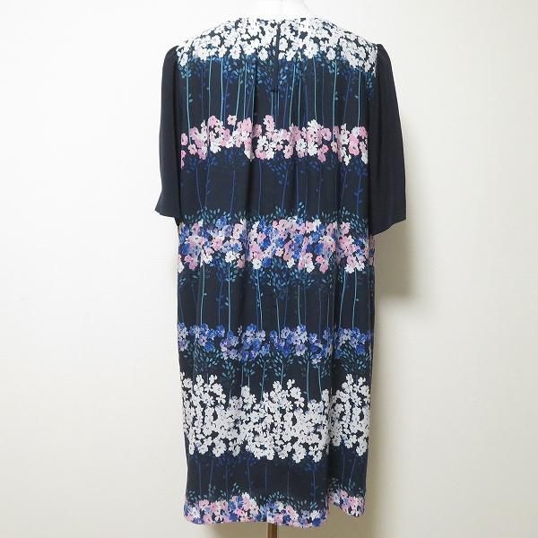 snc ローズティアラ Rose Tiara ワンピース 46 紺 ピンク 半袖 花柄