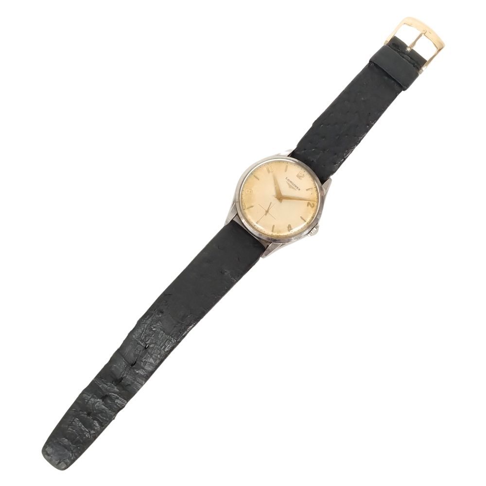 【美品】LONGINES ロンジン　スモセコ　電池新品　シルバー レザーベルト 美品】LONGINES ロンジン スモセコ 電池新品 シルバー レザー
