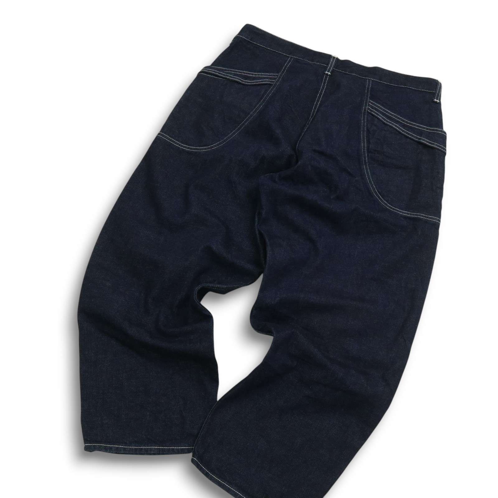 CUNE ダークブルー ストレートデニム 32 DEEP BLUE ディープブルー ワイドルーズ☆ アンクル
