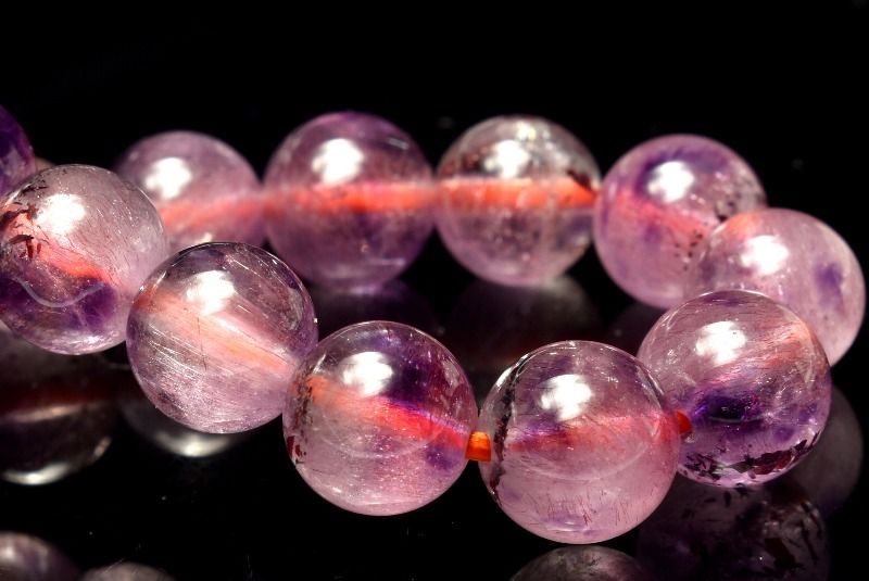 １点物 高品質 華やか ピンクスーパーセブンアメジスト 7.5mm ブレスレット パワーストーン 天然石 _MA8368