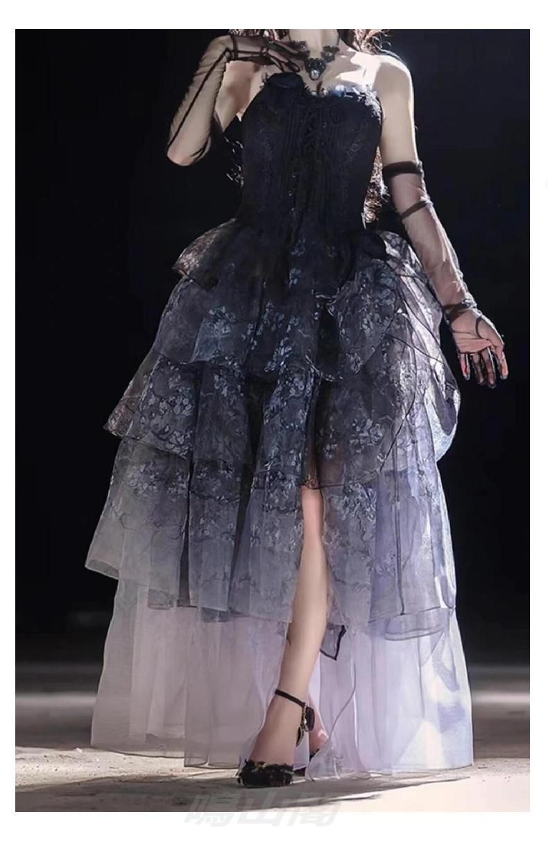 ブラックドレス レディース パーティー 成人式 誕生日 感 蓬裙 ロングワンピ 上品演出用WP 109