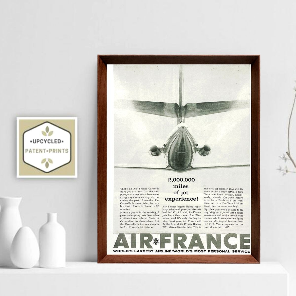 エールフランス 1950年代 フランス ヴィンテージ 雑誌 広告 額付