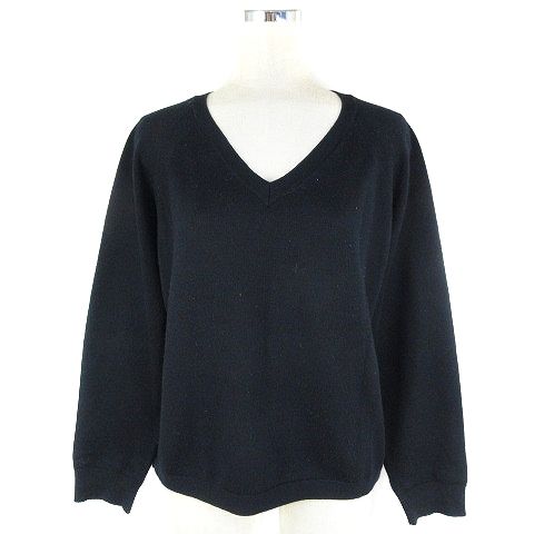 プラージュ Plage ニット セーター 長袖 Vネック ウール 無地 紺