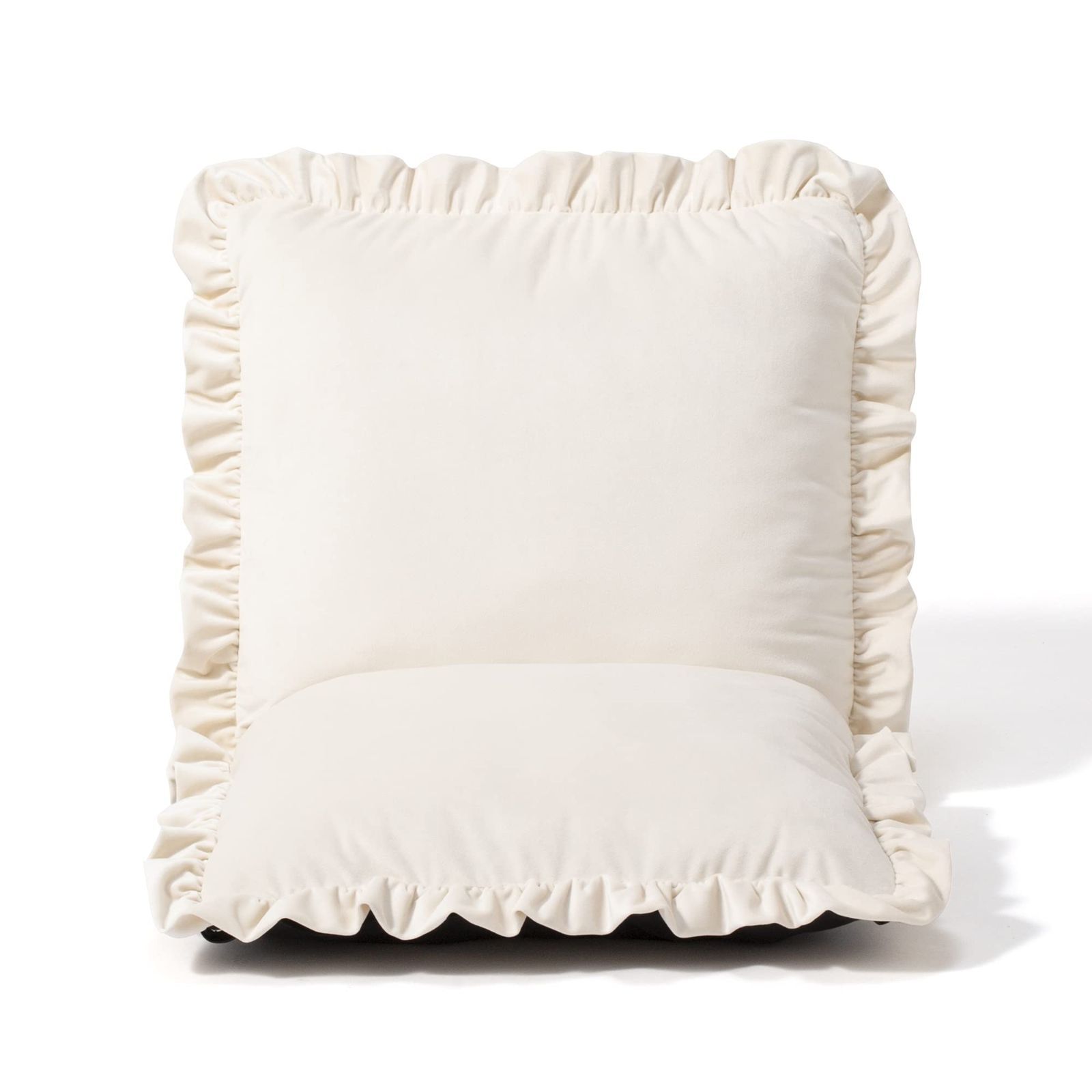 Francfranc フランフラン カラン フロアチェア S ホワイト 座椅子 起毛生地 フリル コンパクト