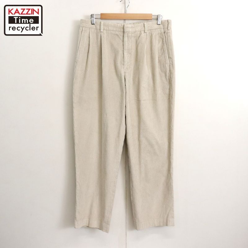 00s USA製 LANDS' END 2タック 太畝 コーデュロイ パンツ メンズ