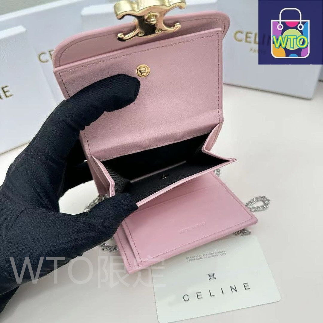 箱付き CELINE トリオンフチェーンウォレット 本日限定】?Celine トリオンフ チェーンウォレット 10783 ? 高級