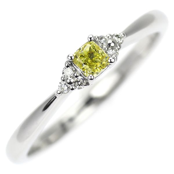 GSTV Pt950 天然イエローダイヤモンド リング 0.16ct D0.05ct GSTV Pt950 天然イエローダイヤモンド リング 0.16ct D0.05ct