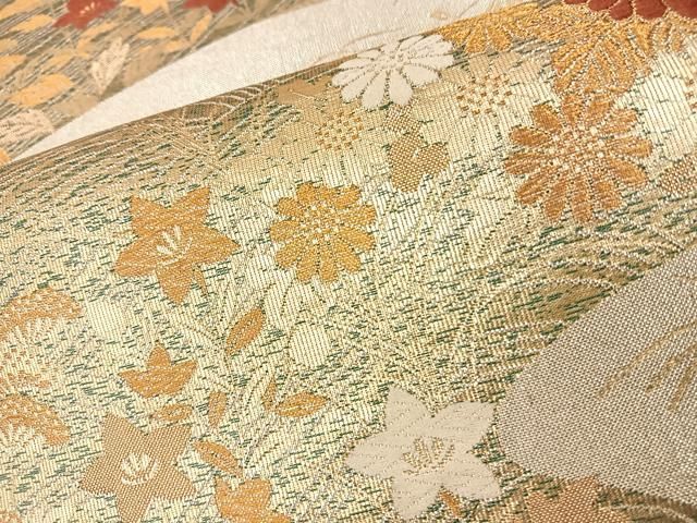 正絹・品格のある金色の袋帯・金糸金箔たっぷり・六通 着物・浴衣 正絹 