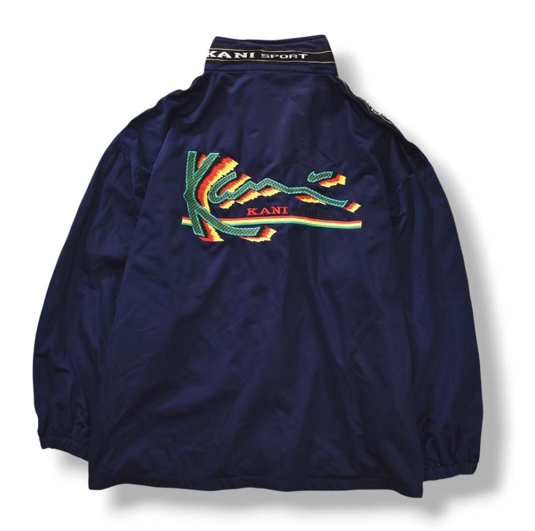 激レア！　Karl Kani カールカナイ　半袖トラックジャケット　90s 90s カールカナイKARL KANI ビッグ刺繍ロゴ ジャケットデカロゴ