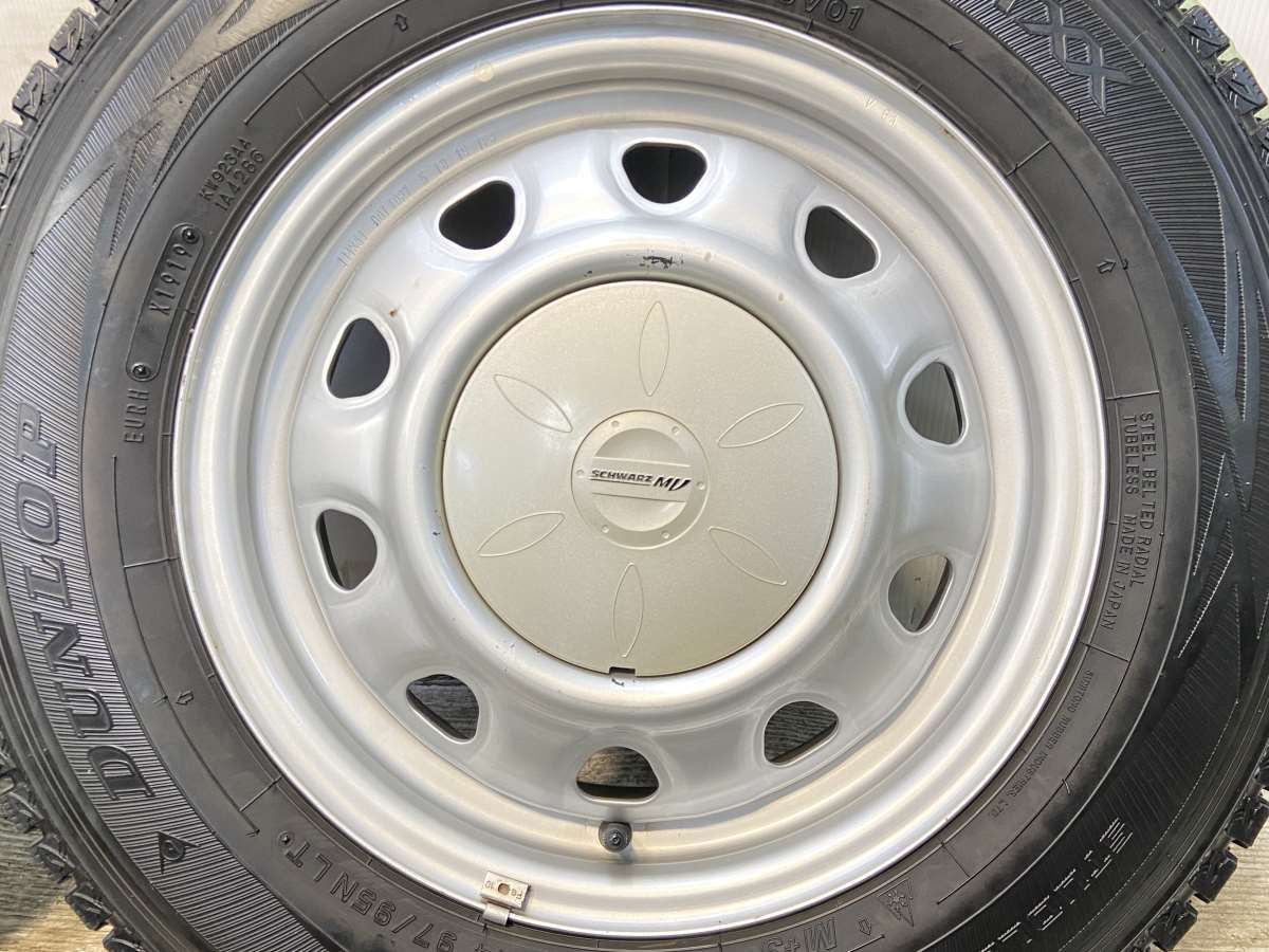 【最短翌日配送】 165 80R14 97 95LT ダンロップ ウィンターマックス SV01 SCHWARZ 14x5.0 100 114.3-4穴 タイヤ スタッドレスタイヤ ホイールセット 4本セット w14250920055