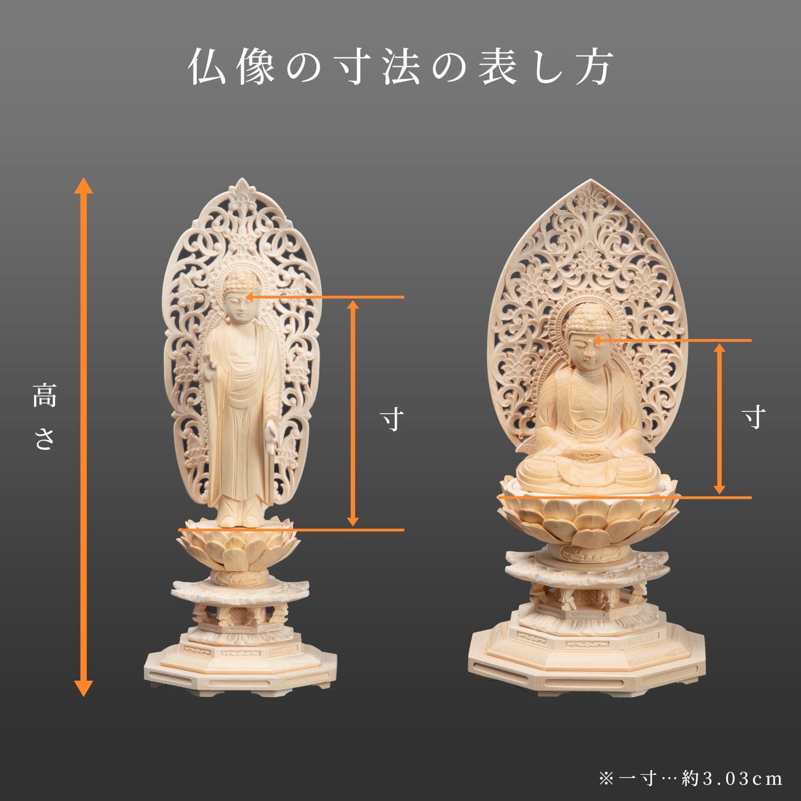 阿弥陀如来立像 6寸 六角台座 光背欠 #537 木彫 仏像 - メルカリ