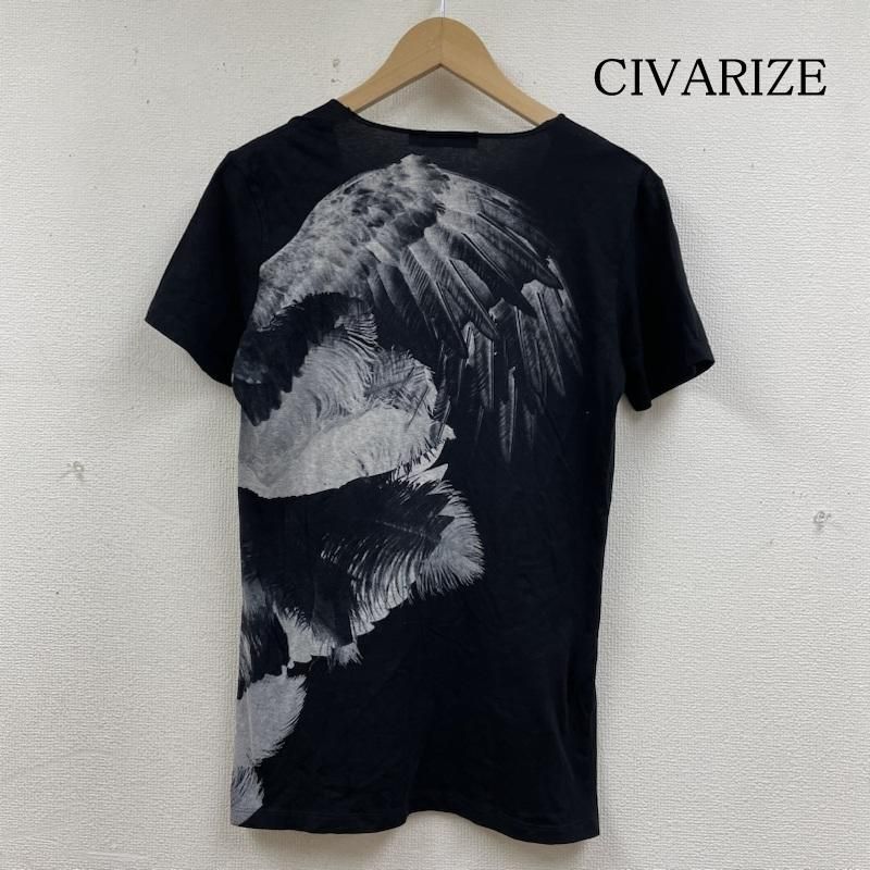 【美品】CIVARIZE◆バックフェザープリントVネックTシャツ CIVARIZE シウ゛ァーライズ Tシャツ 半袖 半袖 Tシャツ Shirt