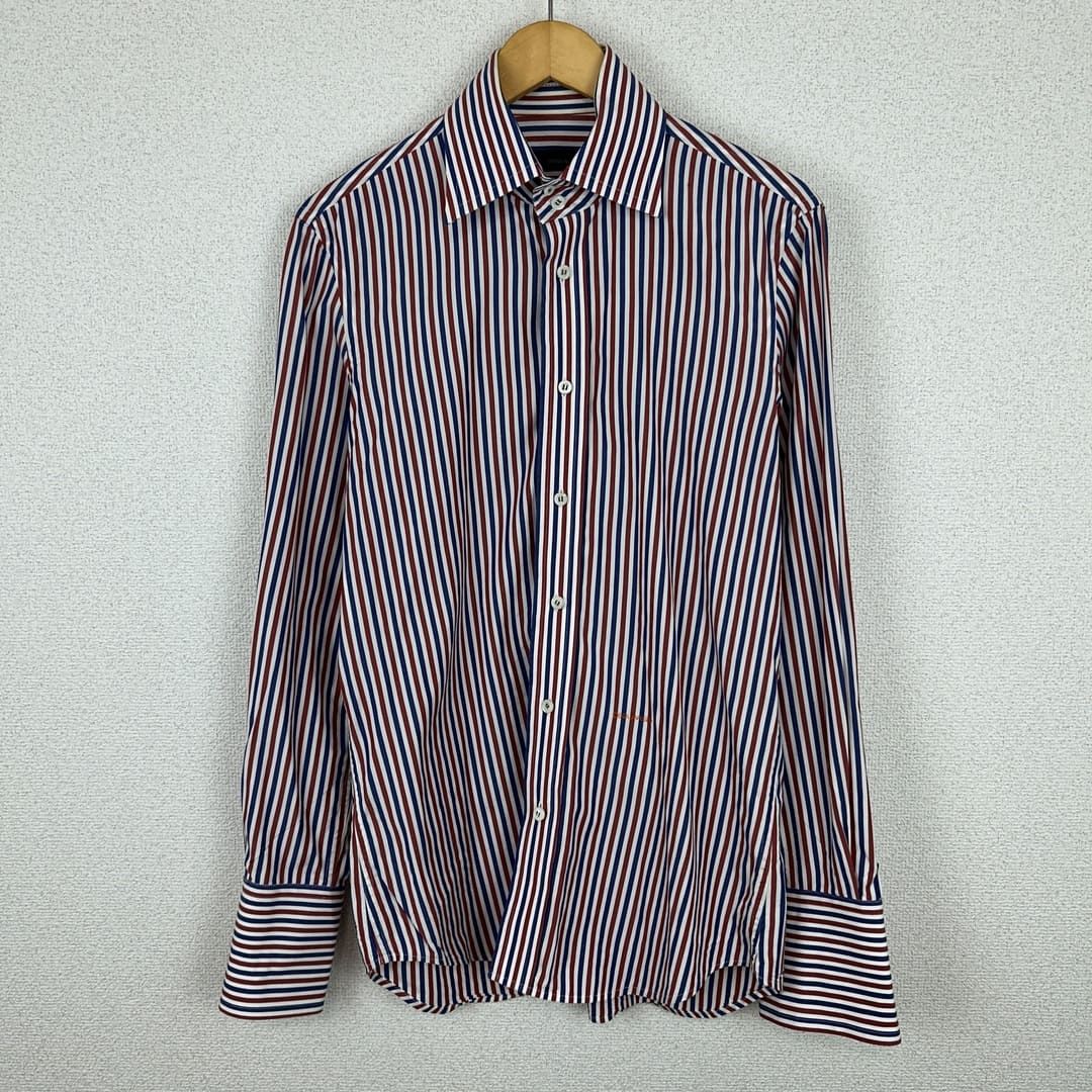 DSQUARED2 ディースクエアード ストライプシャツ 総柄 ダブルカフス  