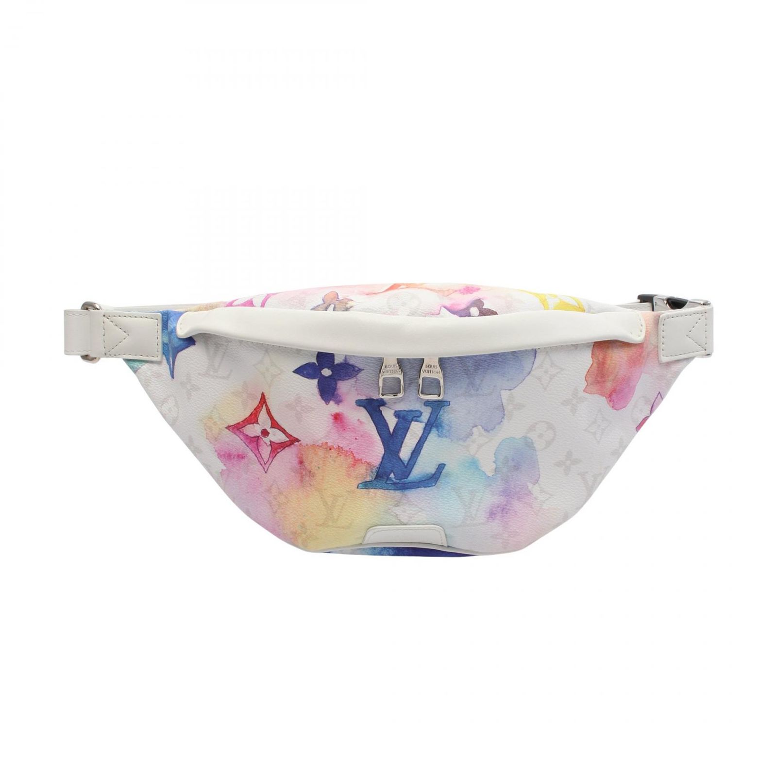 ルイ ヴィトン LOUIS VUITTON ウエストバッグ ボディバッグ ディスカバリー バムバッグPM モノグラムウォーター M45759 ホワイト PVCコーティングキャンバス レザー ディスカバリー バムバッグ メンズ Used A