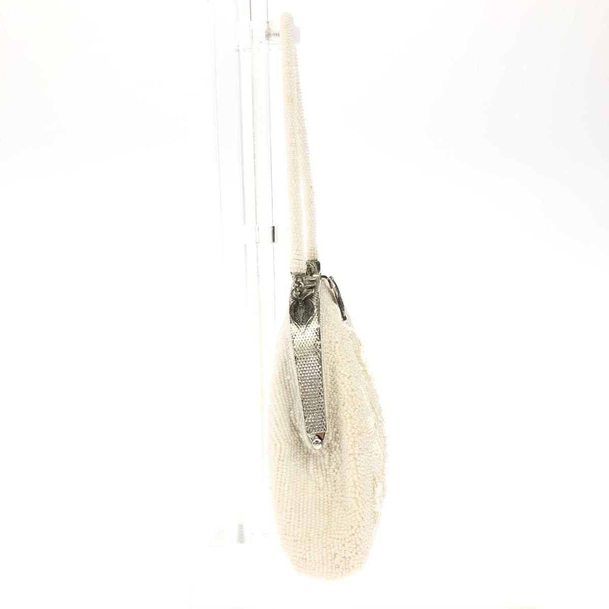 LUMY ルミーはしもと がま口 パーティーバッグ ホワイト 総ビーズ