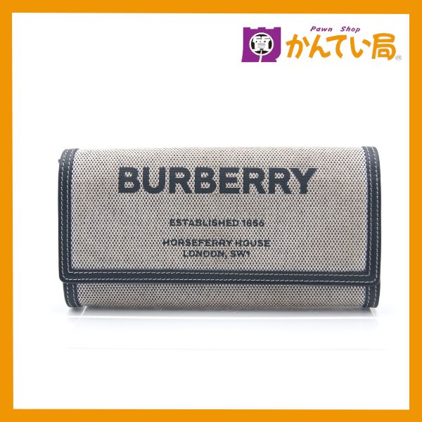 BURBERRY バーバリー ホースフェリー プリント コンチネンタルウォレット 長財布 8044349 キャンバス レザー ブラック ブラウン -  メルカリ