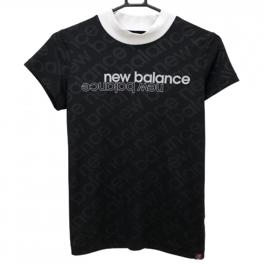 半袖 ニューバランス balance ハイネック 半袖ハイネックシャツ | 黒 ゴルフウェア ニューバランスの通販 ハイネックシャツ Golf） ゴルフ（New ニューバランスゴルフ 安い商品 ロゴ地模様プリント5(L モック