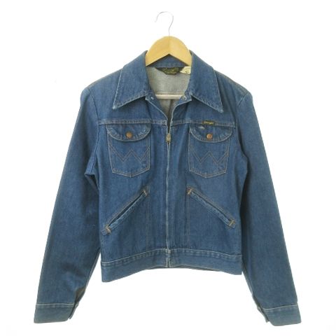 ラングラー WRANGLER 黒タグ 80年代初期 80's ヴィンテージ デニム ジャケット Gジャン ジージャン ジップアップ ジップフライ 38 M 青 ブルー 74142NV /AO6 GY13