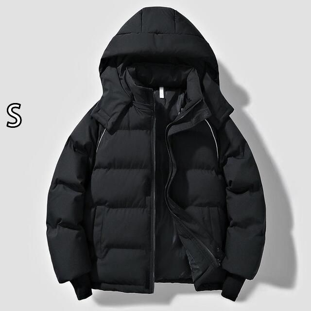 S メンズ ファッション 服 男性用 オシャレ シンプル 大人 かっこいい ストリート ブラック コットン ジャケット 取外し フード ジャケット カジュアル 厚手 コットン ジャケット