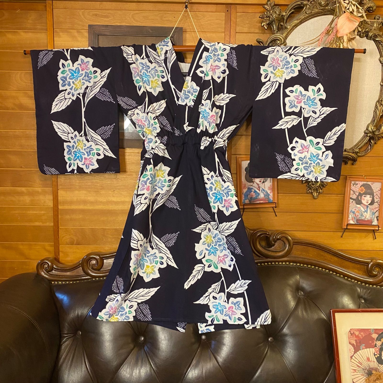 浴衣リメイク ミニミディ ワンピース ドレス 名古屋帯サッシュベルト  