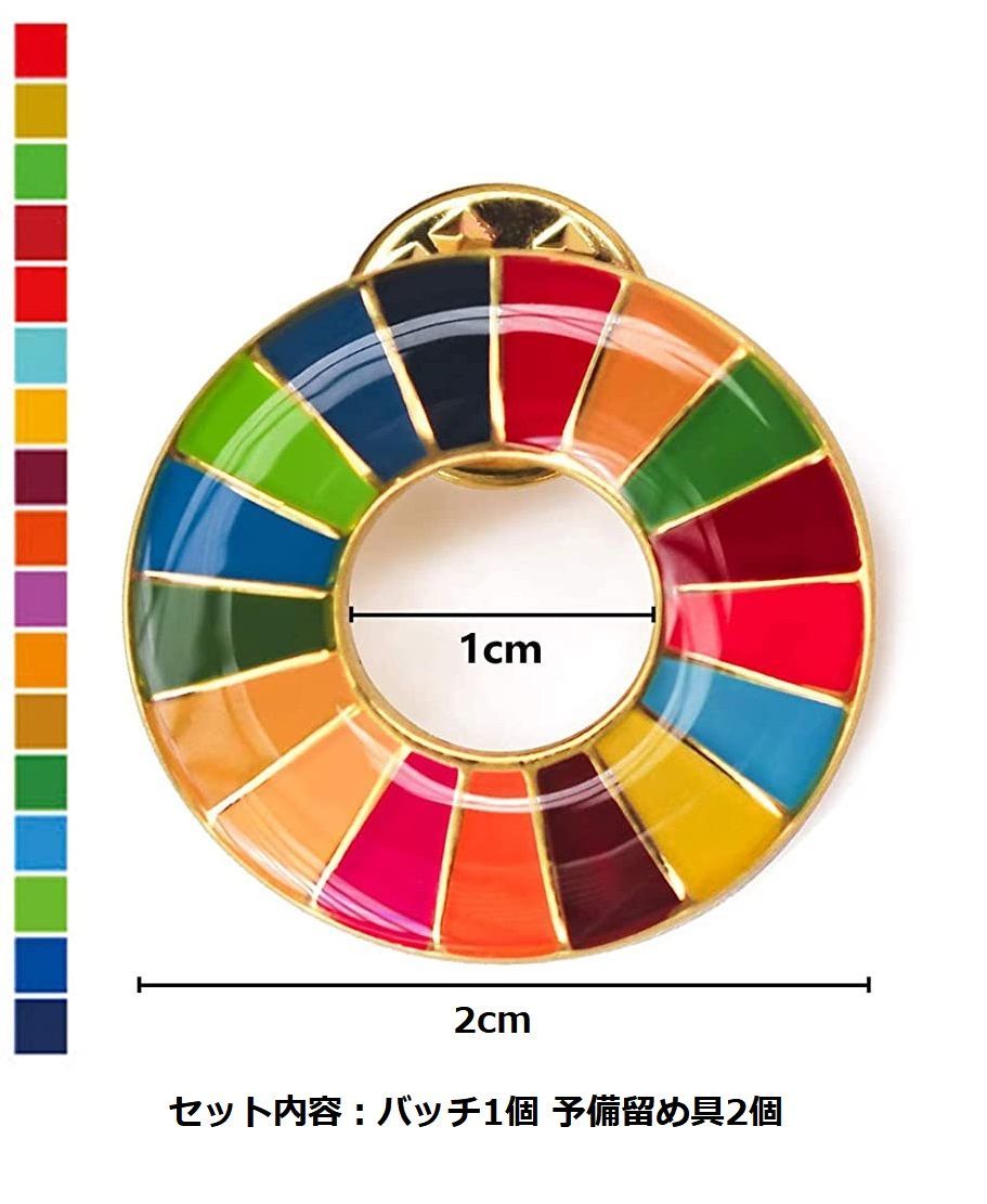 メルカリShops - SDGs ピンバッジ 20mm ミニサイズ丸み仕上げ 予備留め具付き ゴールド
