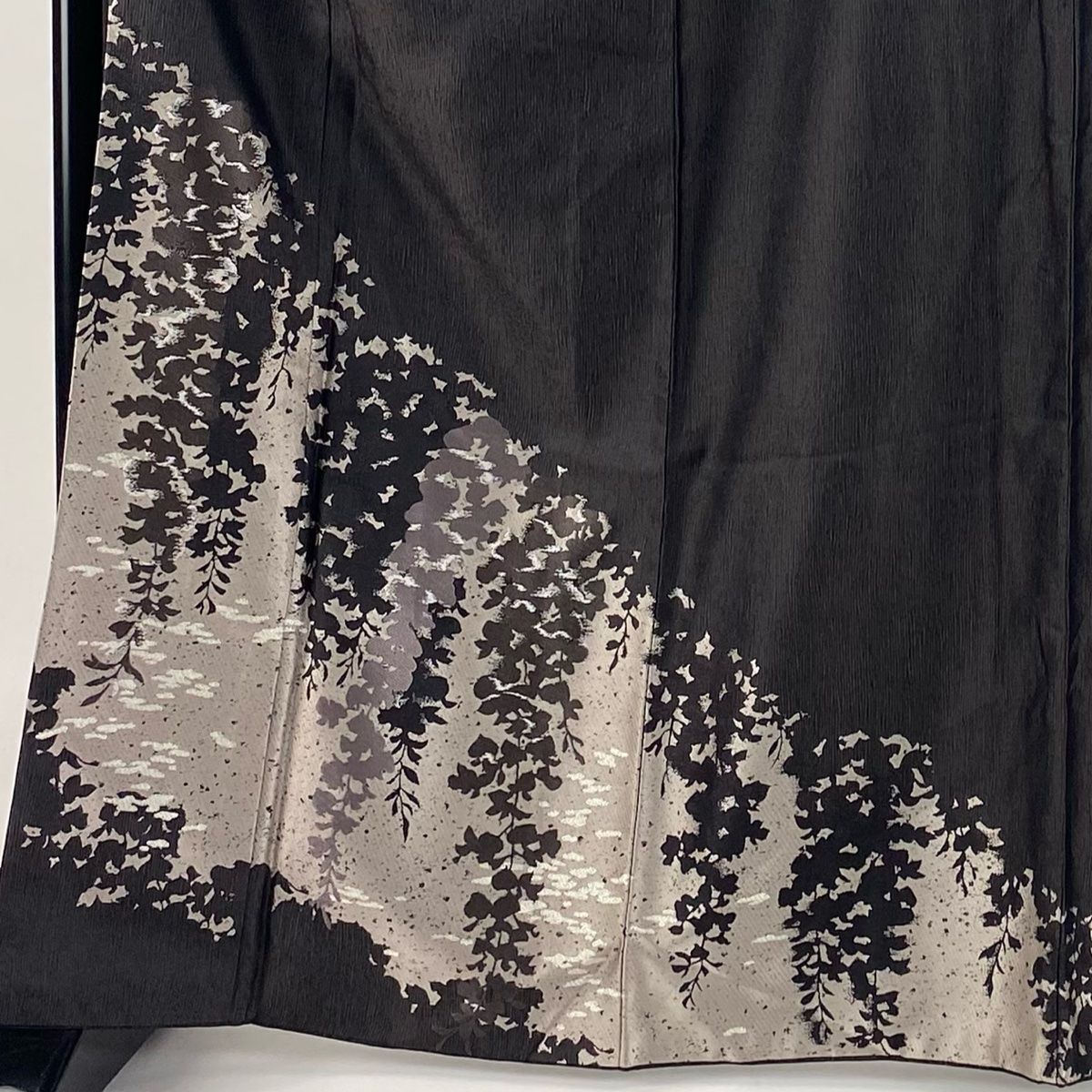 訪問着 身丈166cm 裄丈71cm L 袷 やまと 藤 シルエット 銀糸 焦茶色 正絹 秀品