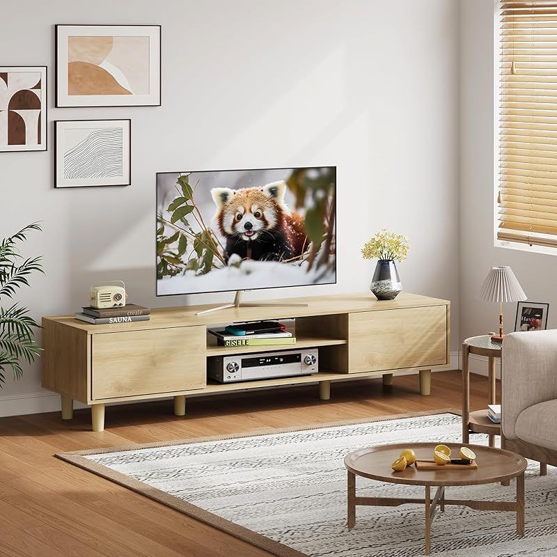 WLIVE テレビ台 扉付き テレビボード ローボード 幅150cm tv台 ロータイプ tv台 収納 大容量 tvボード 50型対応 60型対応 avボード 木製 おしゃれ リビング 寝室 ADSG619 ナチュラル 1