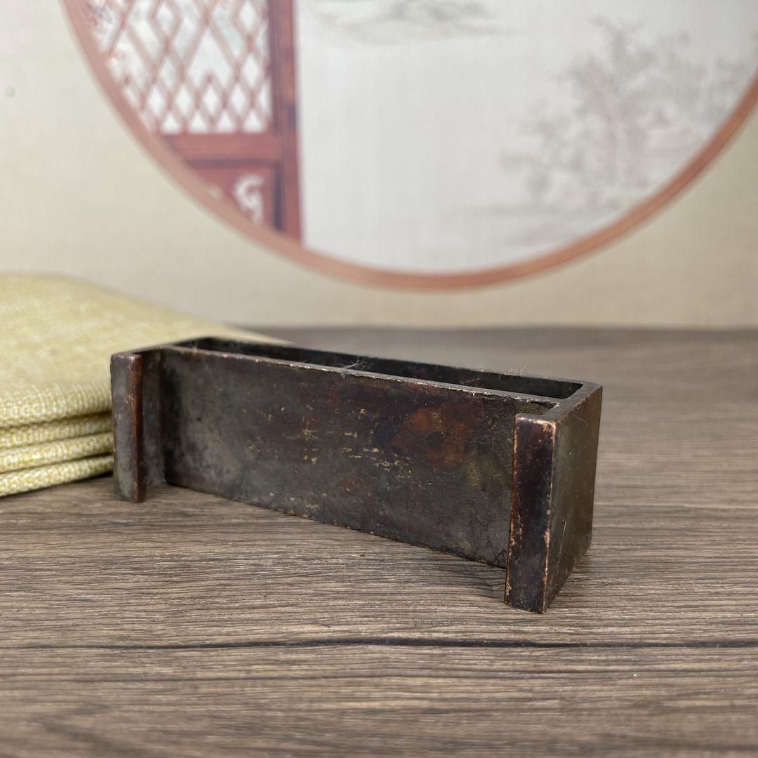 銅製 四方硯台 文房 置物 装飾品 装飾台 装飾品 工芸品 美術品