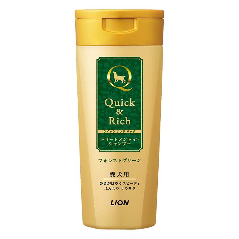 同梱不可 24個セット ライオンペット クイック＆リッチ トリートメントインシャンプー愛犬用フォレストグリーン200ml