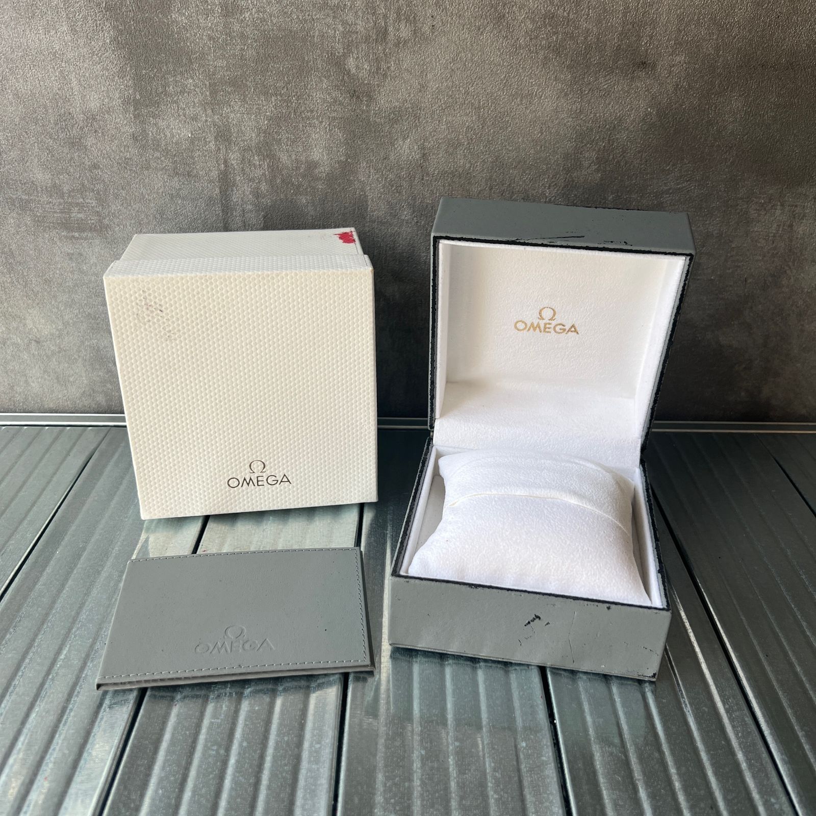 オメガ　腕時計ケース　空箱 OMEGA オメガ 時計 ケース 空箱 BOX 外箱付 グレー カードケース