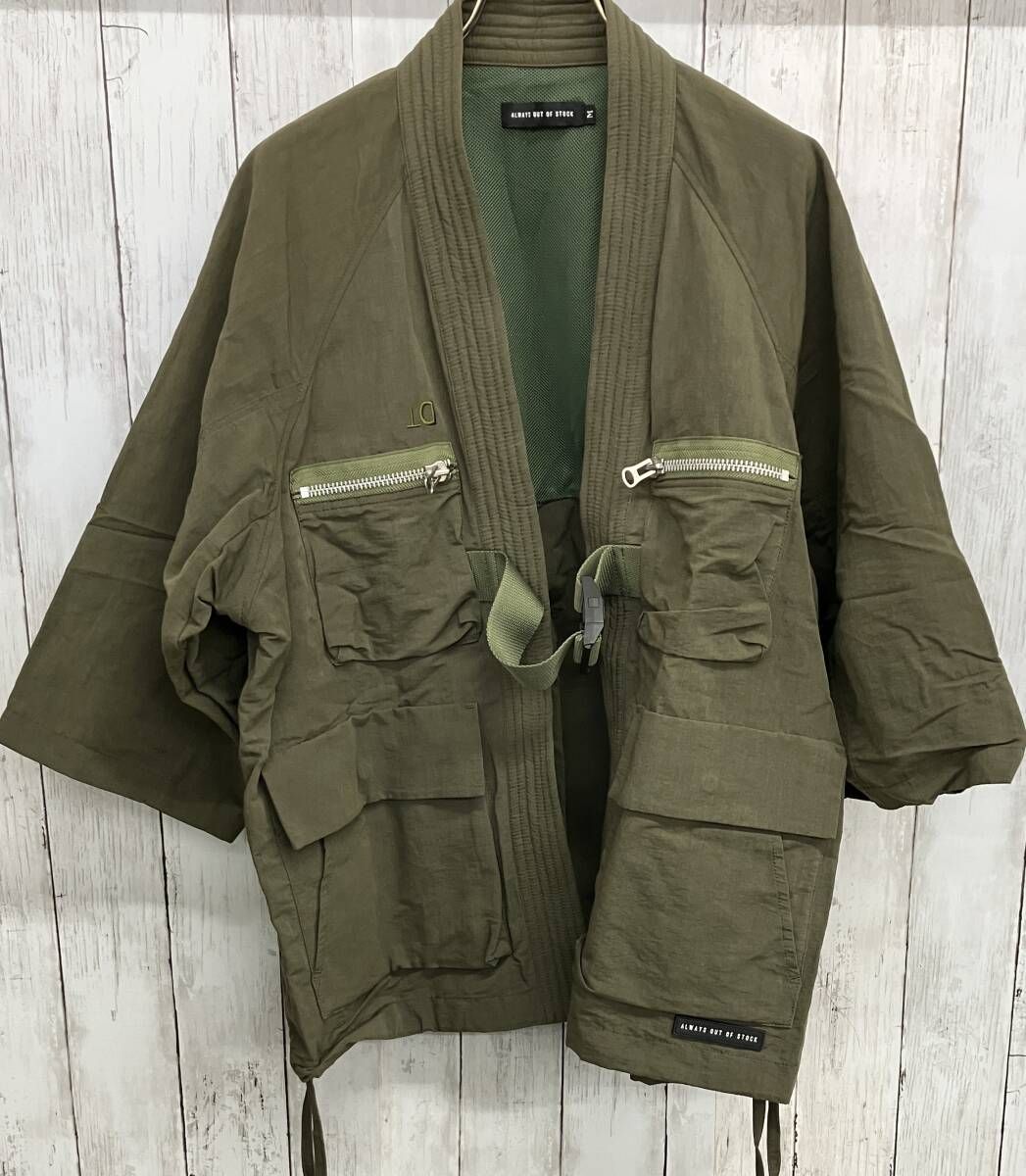 ALWAYS OUT OF STOCK DEL TEN FATIGUE HAPPI JACKET オールウェイズアウトオブストック 半袖シャツ 羽織り カーキ サイズM