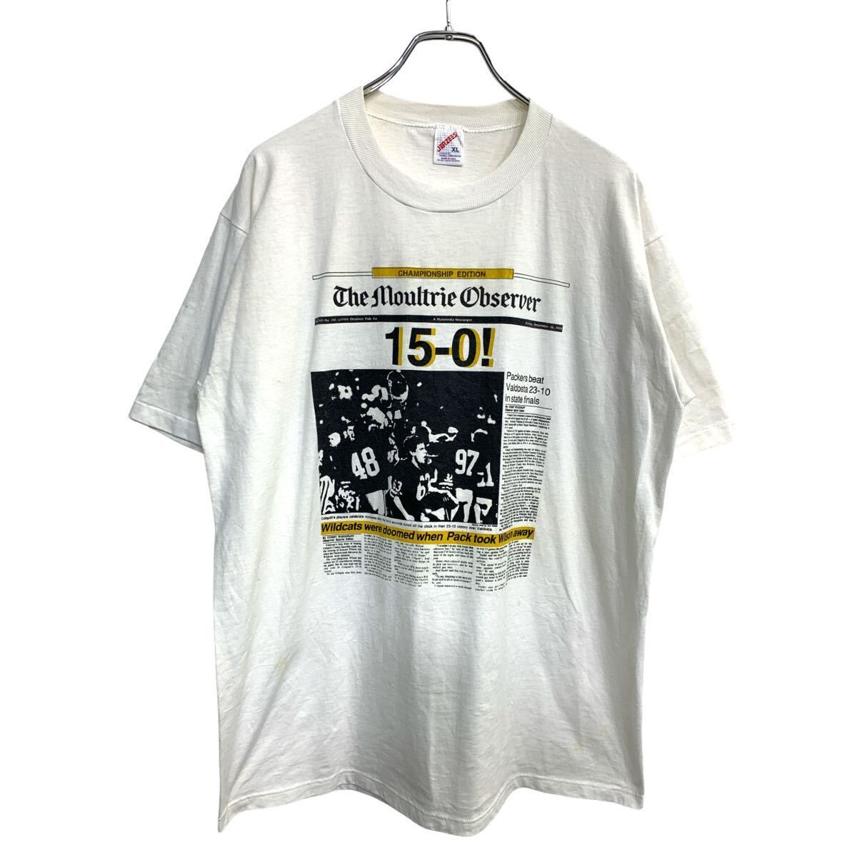 JERZEES 半袖 プリント Tシャツ XLサイズ ジャージーズ シングルダブルステッチ ホワイト USA製 古着卸 アメリカ仕入 t2408-3928