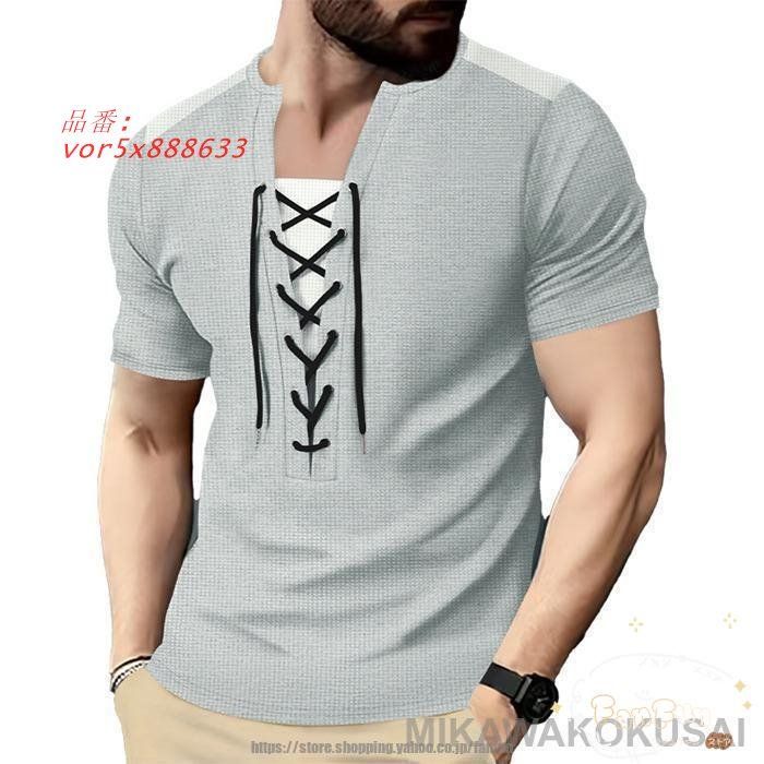 cccmalie ワッフル半袖 Tシャツ メンズ ワッフル 半袖Tシャツ カジュアル 無地 ワッフル