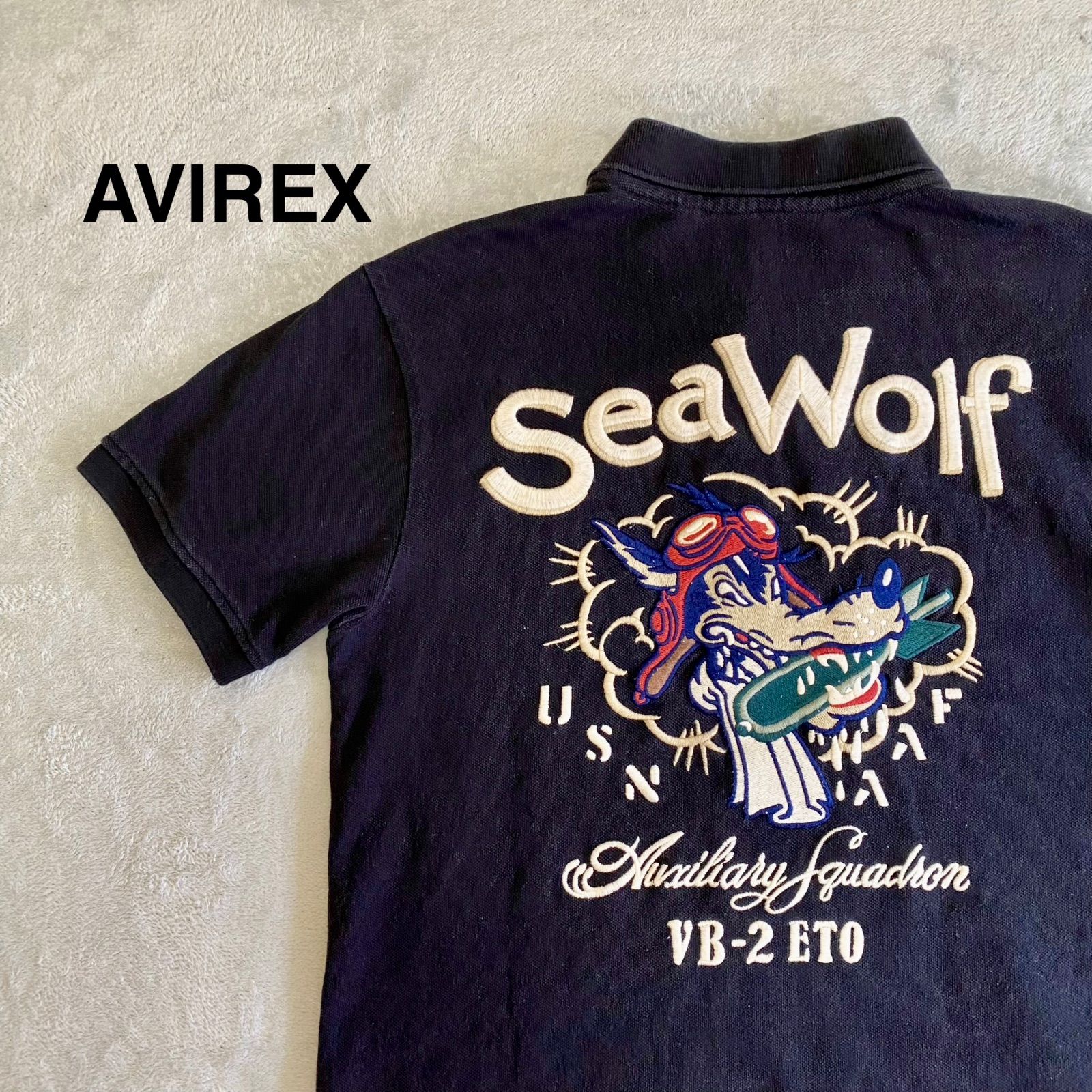 警視庁第4機動隊タグ付　AVIREX 刺繍　ポロシャツ　ブラック　L 楽天市場】セール！ AVIREX アビレックス 半袖ポロシャツ TOP