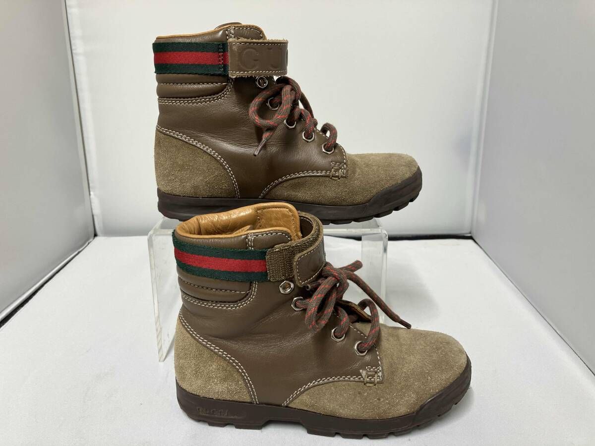 GUCCI BROWN SUEDE HIKING BOOTS グッチ ブラウン スェード ハイキング ブーツ サイズ29 17.5 cm