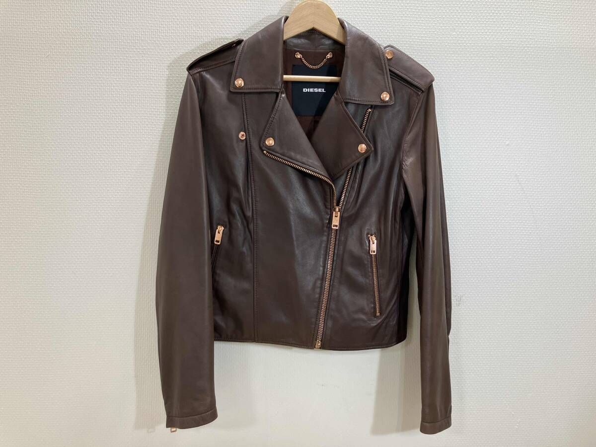 DIESEL ディーゼル ダブルライダース ラムスキン 羊革 ライダースジャケット レザージャケット 革ジャン ブラウン M