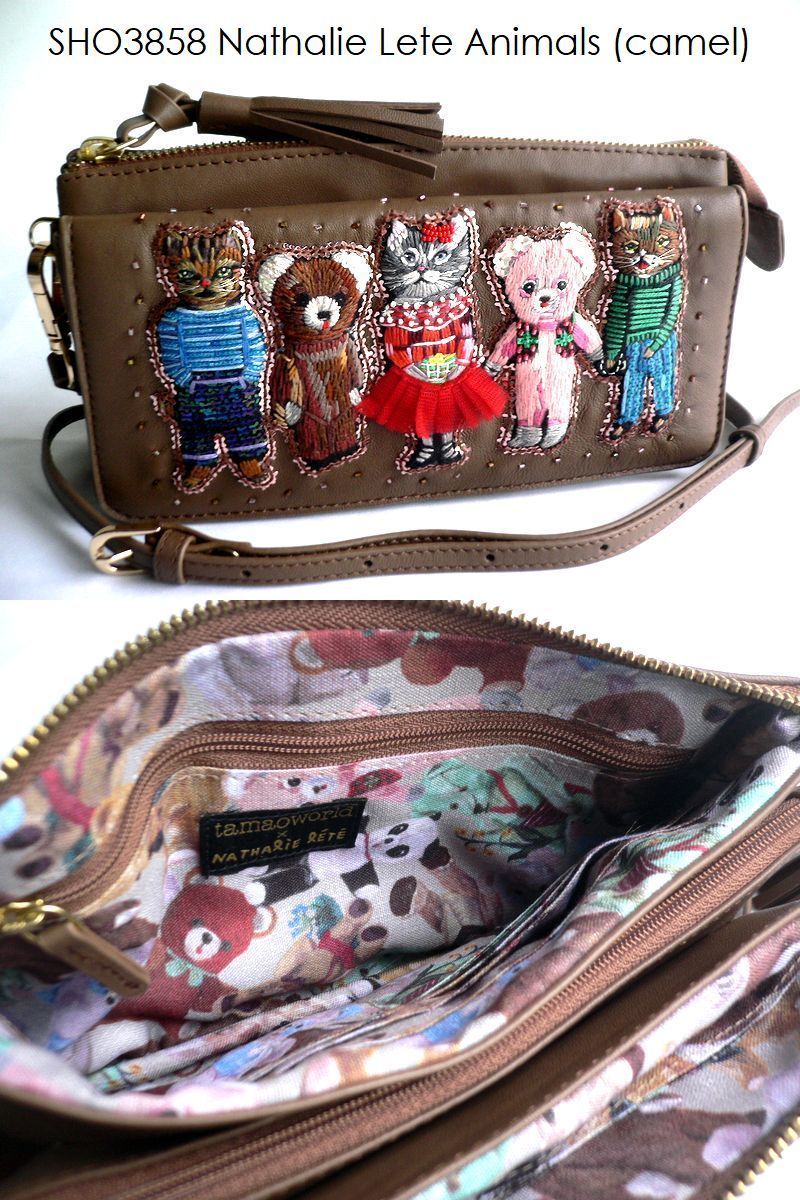 タマオワールド Nathalie Lete Cats お財布ポシェット 送料無料 タマオワールド Nathalie Lete Cats pink お財布